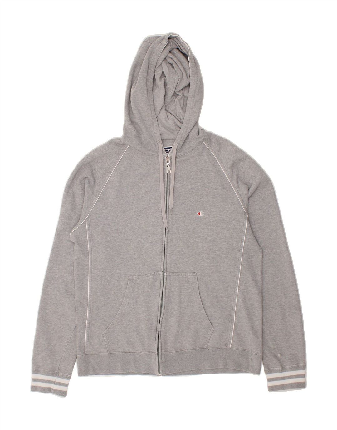 CHAMPION Mens Slim Zip Hoodie Sweater XL Grey Vintage Champion and Second-Hand Champion from Messina Hembry 
