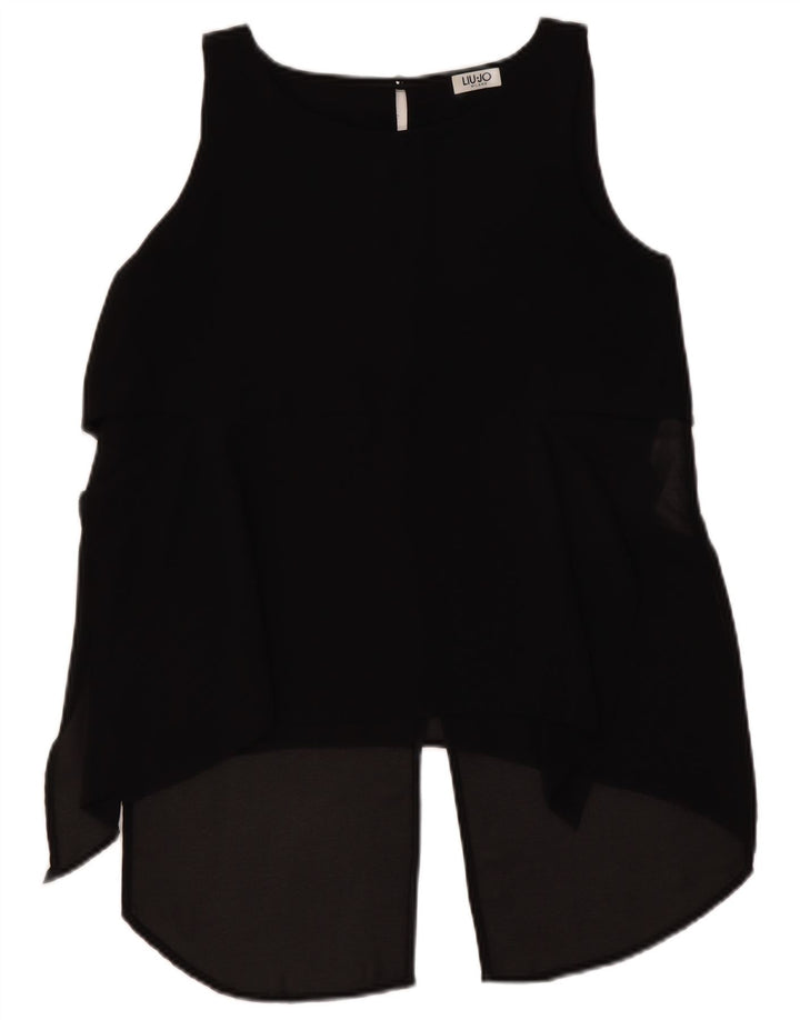 Liu Jo Dame ærmeløs bluse Top IT 42 Medium Sort Polyester