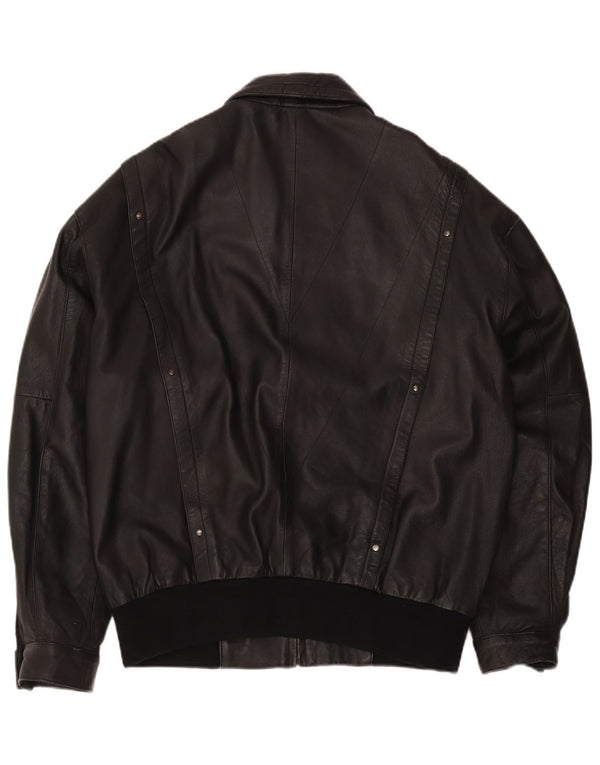 Vintage Herre Læder Bomber Jacket UK 42 XL Sort