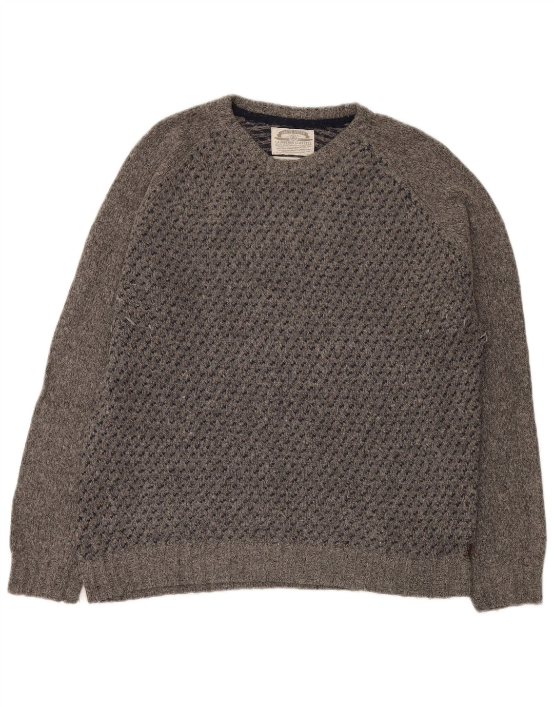 White Stuff Herre Crew Neck Jumper Sweater XL Grå plettet lammeuld