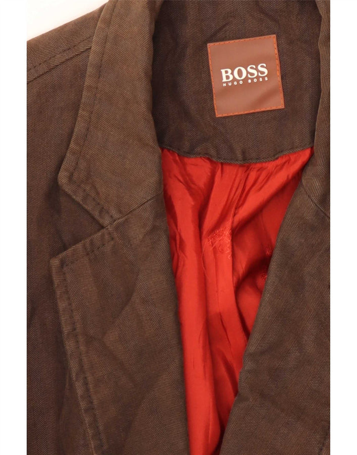 Hugo Boss Herre 2-knaps blazerjakke EU 54 2XL brun bomuld