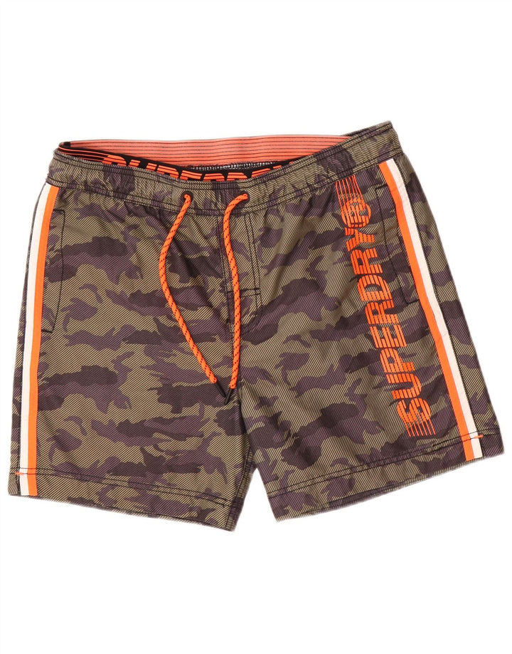 Superdry grafiske badeshorts til mænd, store Khaki Camouflage Polyester