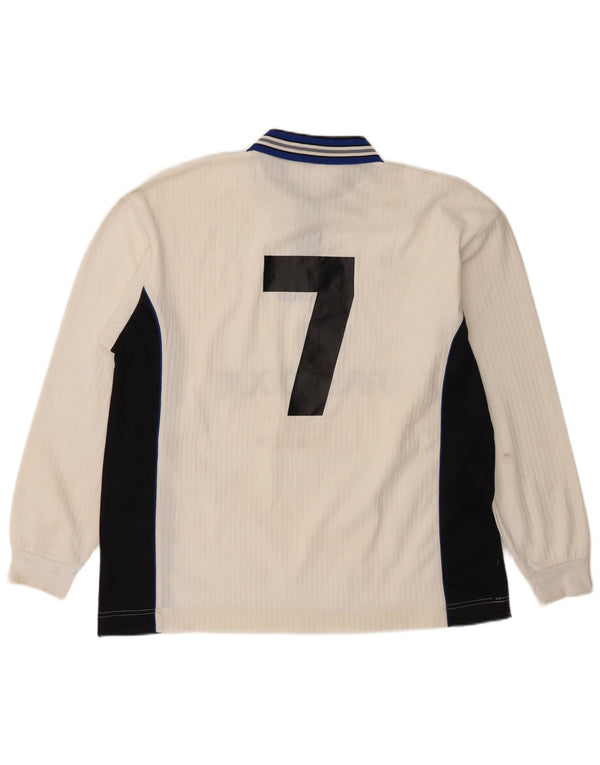 Kronos Herre Grafisk Langærmet Rugby Polo Shirt XL Hvid Polyester