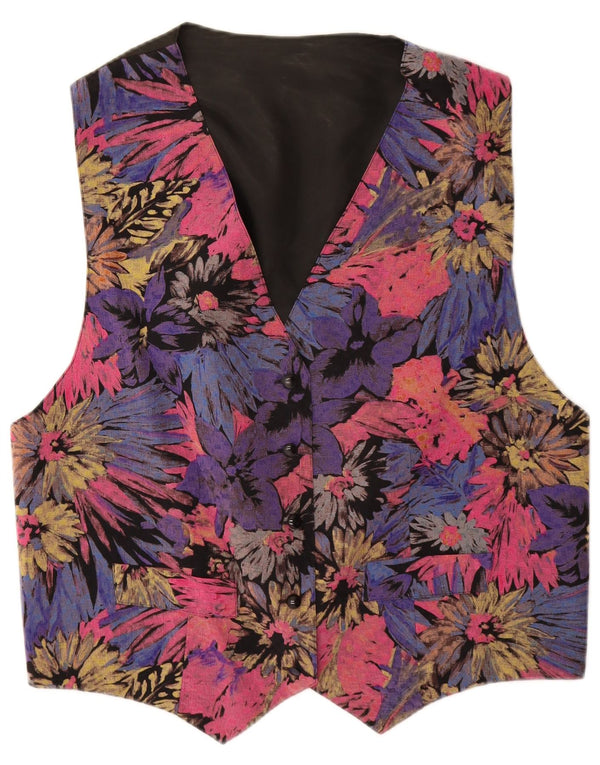 Vintage damevest UK 18 XL flerfarvet blomster
