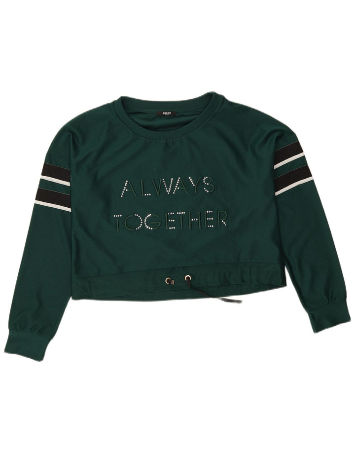 Liu Jo Dame Oversized Grafisk Sweatshirt Jumper UK 10 Lille Grøn