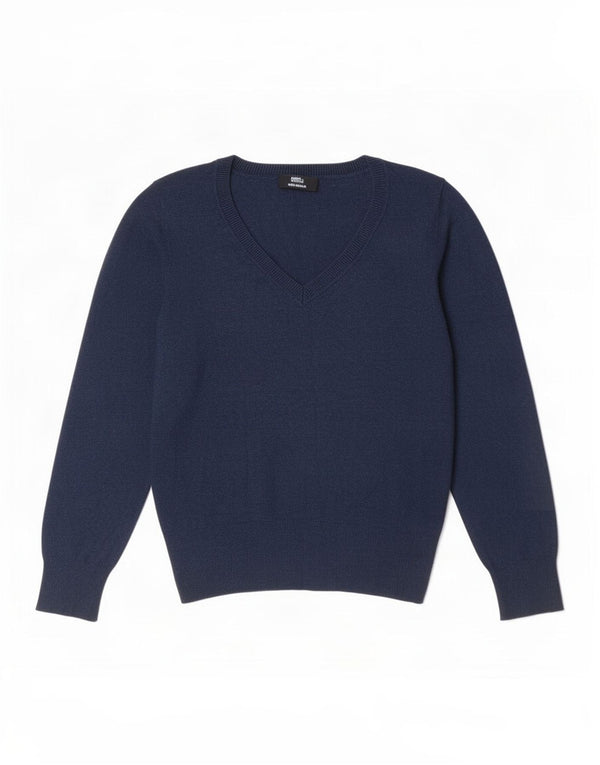 Marks & Spencer Dame Crop V-hals sweater UK 14 Medium Navy Blue