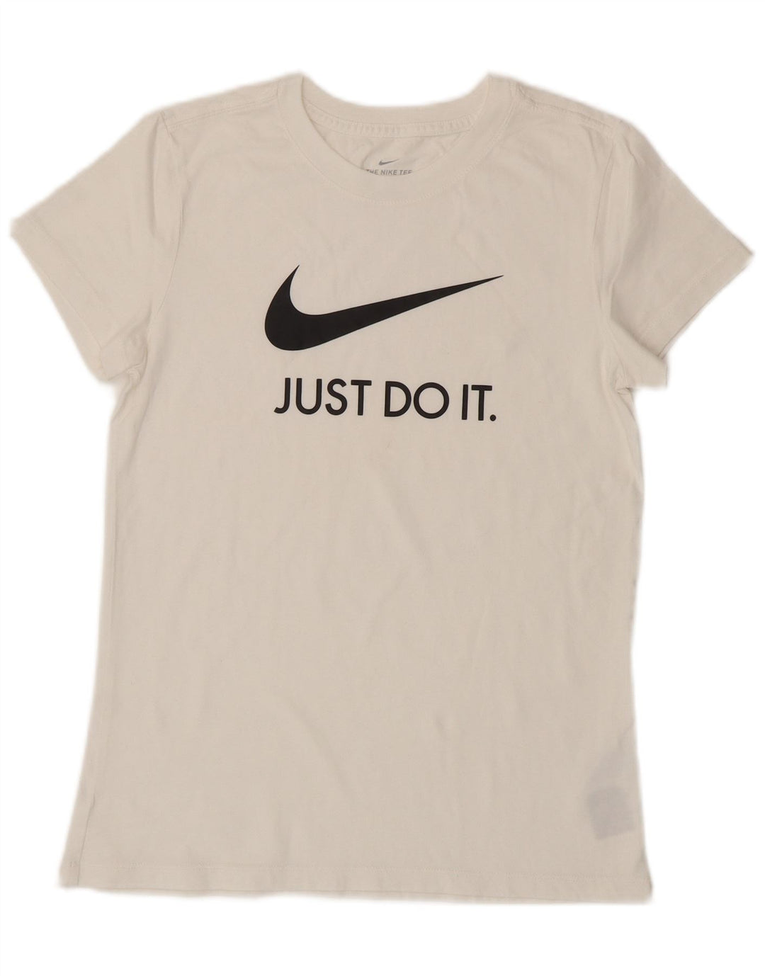 NIKE Grafisk T-Shirt Top UK 12 Medium Hvid Bomuld