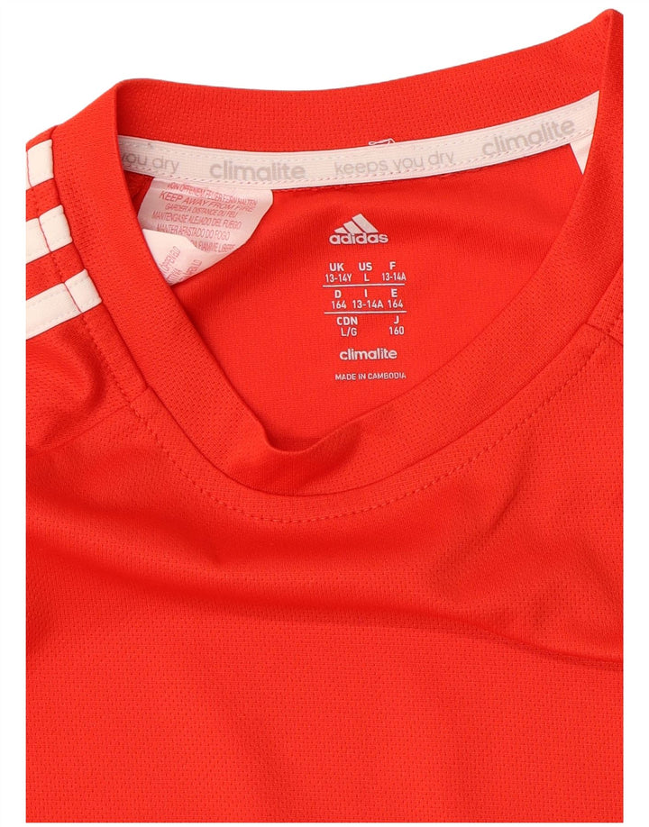 ADIDAS Boys Climalite T-Shirt Top 13-14 år Orange Colourblock