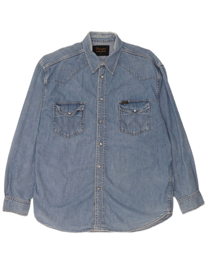 Wrangler Herre Denim Shirt XL Blå Bomuld
