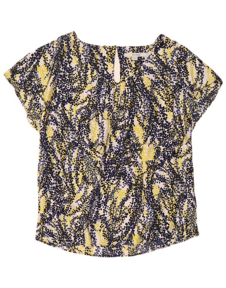 Boden Dame Bluse Top UK 14 Stor Flerfarvet Plettet Viscose
