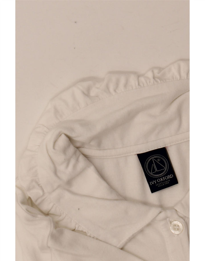 IVY OXFORD Dame Polo Shirt UK 12 Medium White Bomuld