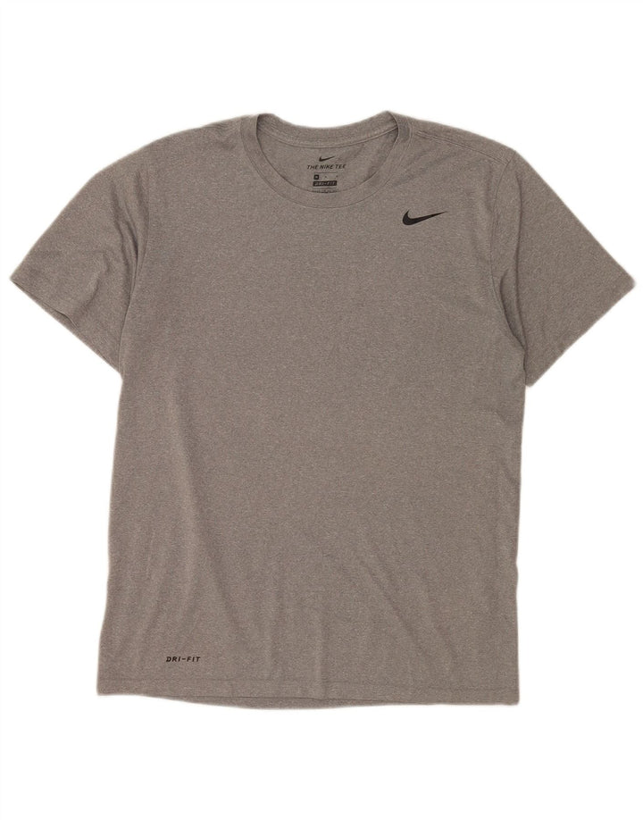 Nike herre Dri Fit T-shirt top mellemgrå polyester