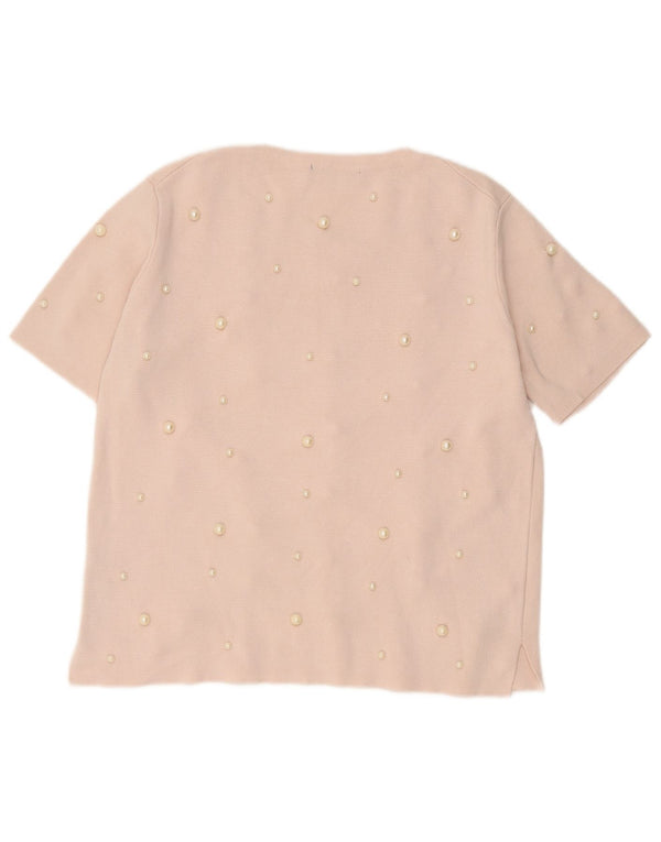 Zara Dame Bluse Top UK 14 Large Pink Viscose