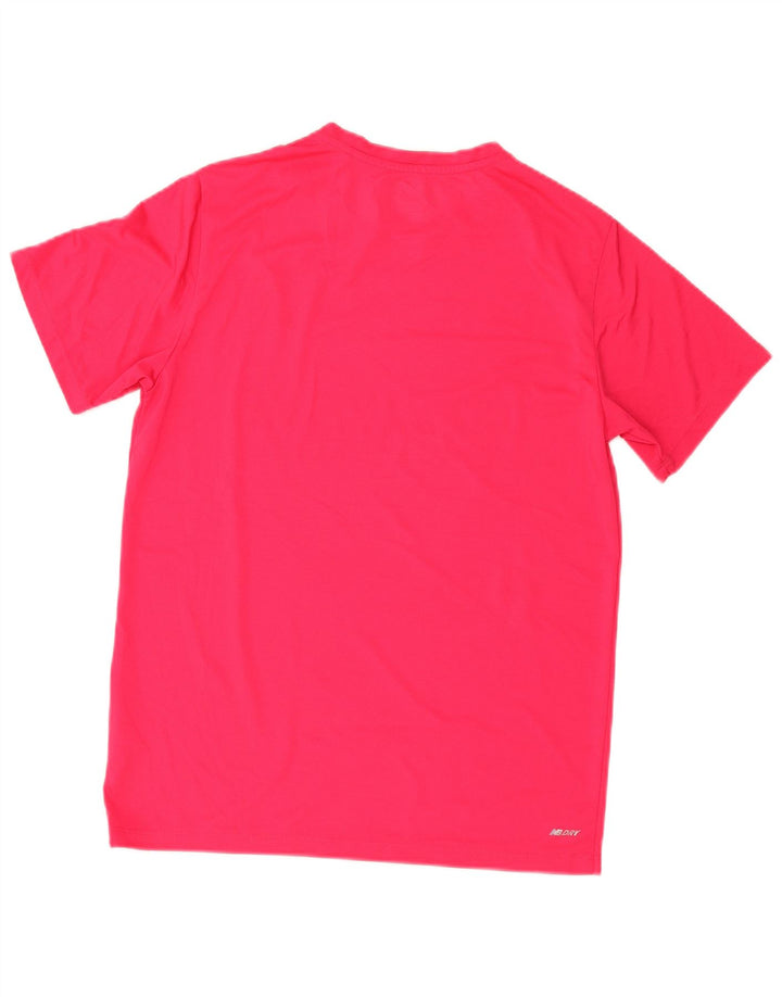 New Balance Dame Grafisk T-Shirt Top UK 14 Medium Pink Polyester