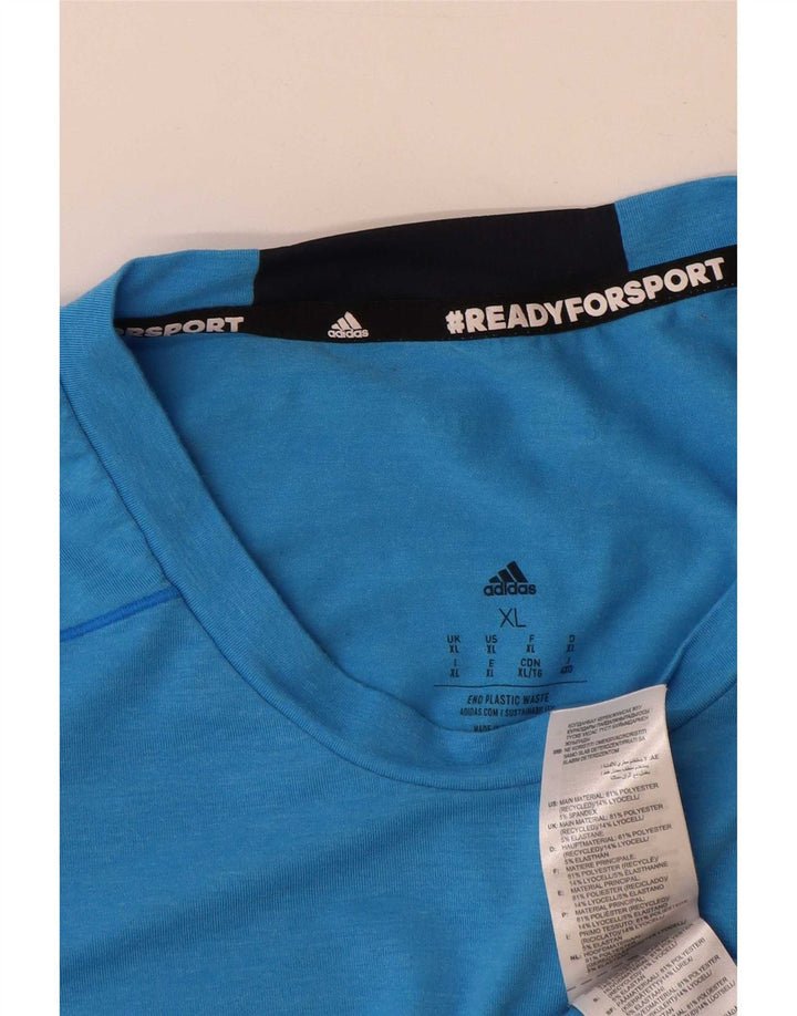 Adidas Herre T-Shirt Top XL Blå Polyester