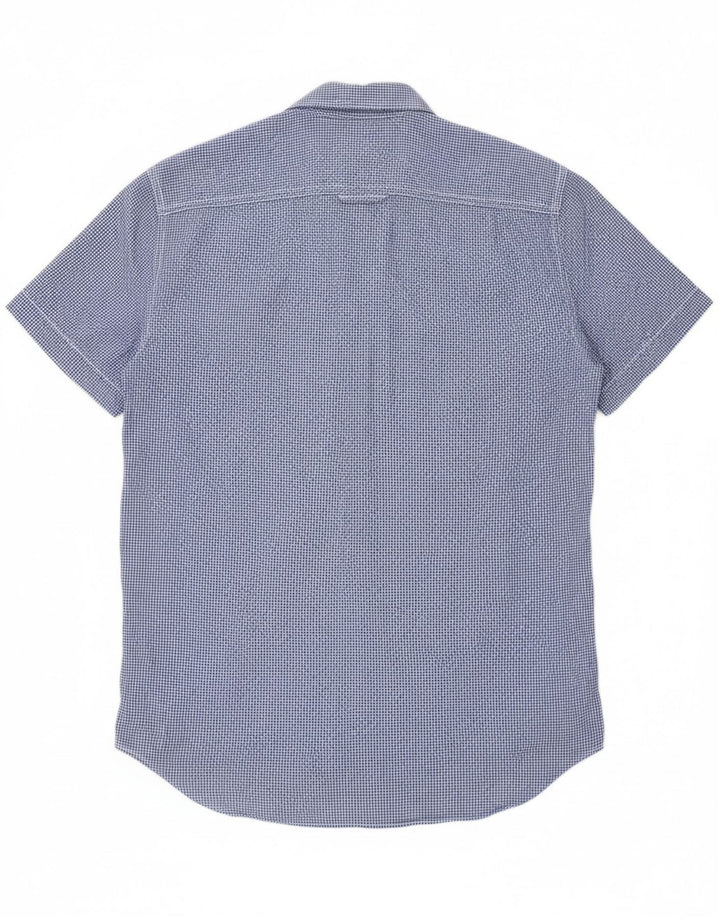 SUPERDRY Mens Short Sleeve Shirt Large Blue Gingham Cotton
