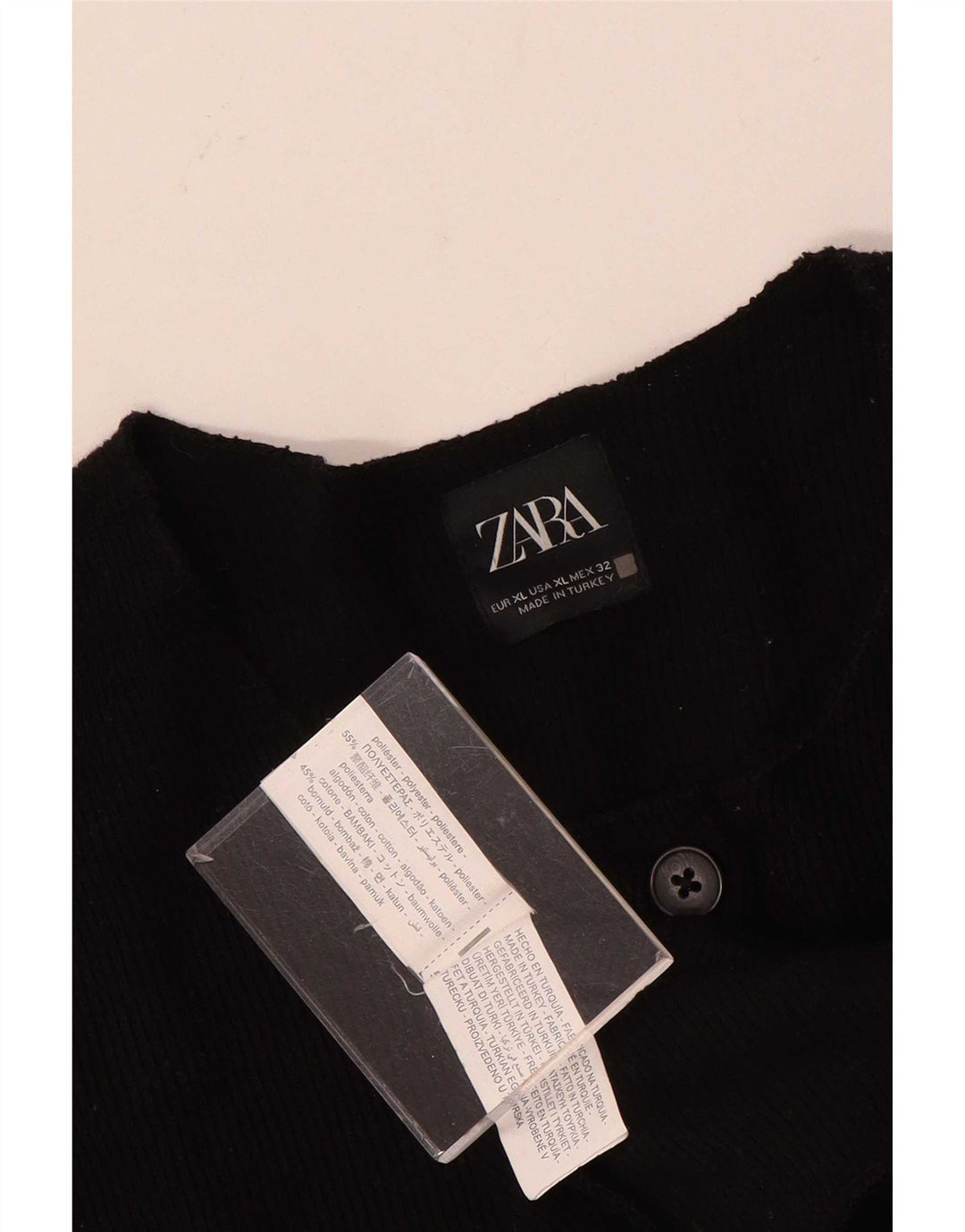 Zara Womens Crop Cardigan Sweater UK 18 XL Sort Polyester