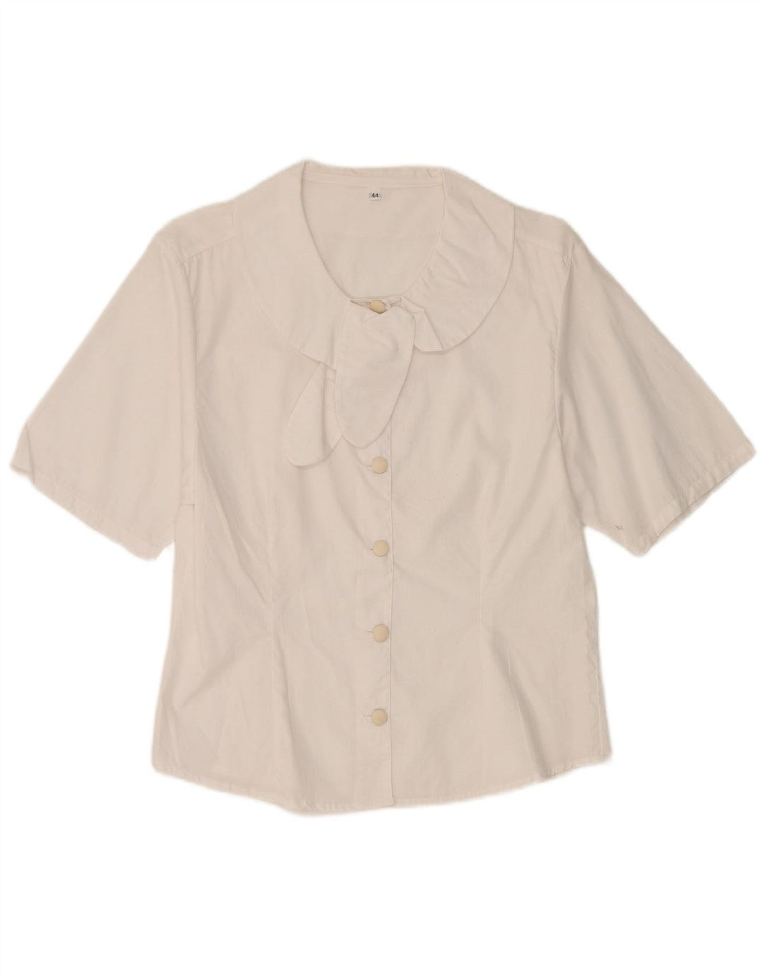 Vintage kortærmet skjortebluse til kvinder UK 12 Medium White