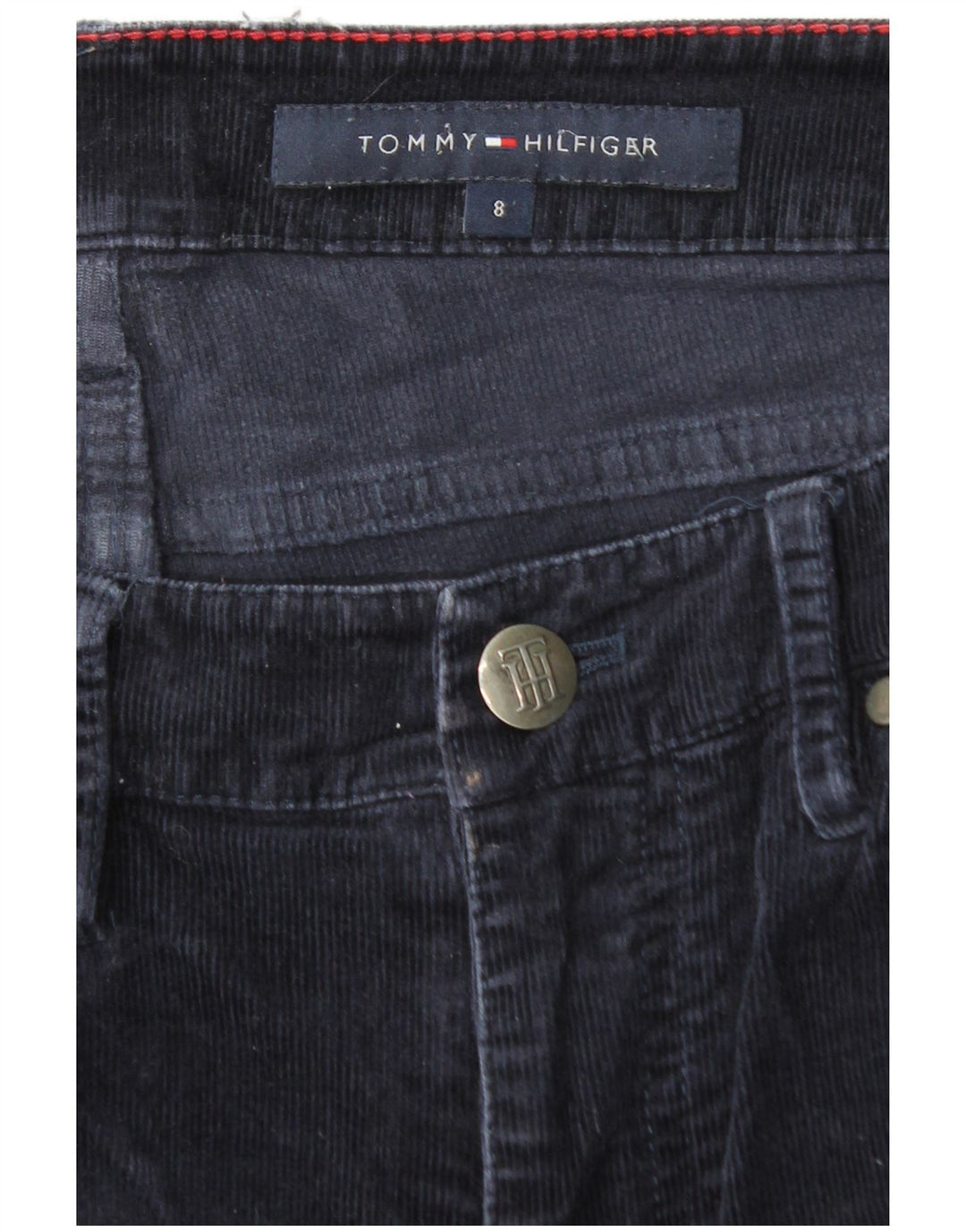 TOMMY HILFIGER fløjlsbukser til kvinder US 8 Medium W32 L30 Marineblå