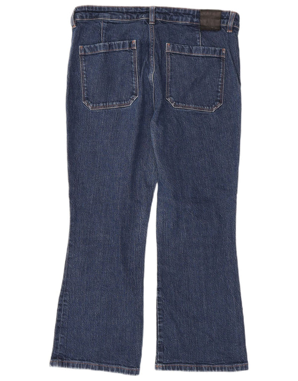 Massimo Dutti Dame Crop Flared Jeans EU 42 Large W32 L24 Navy Blue Cotton