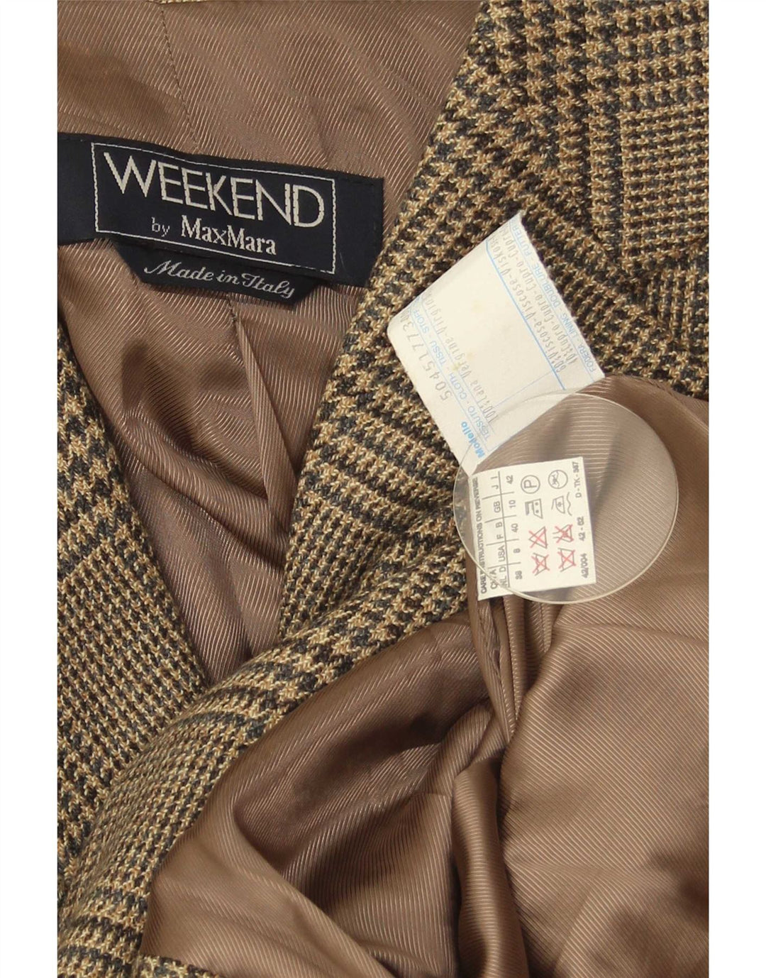 Max Mara Dame Weekend Blazer Jacket UK 10 Small Brown Houndstooth