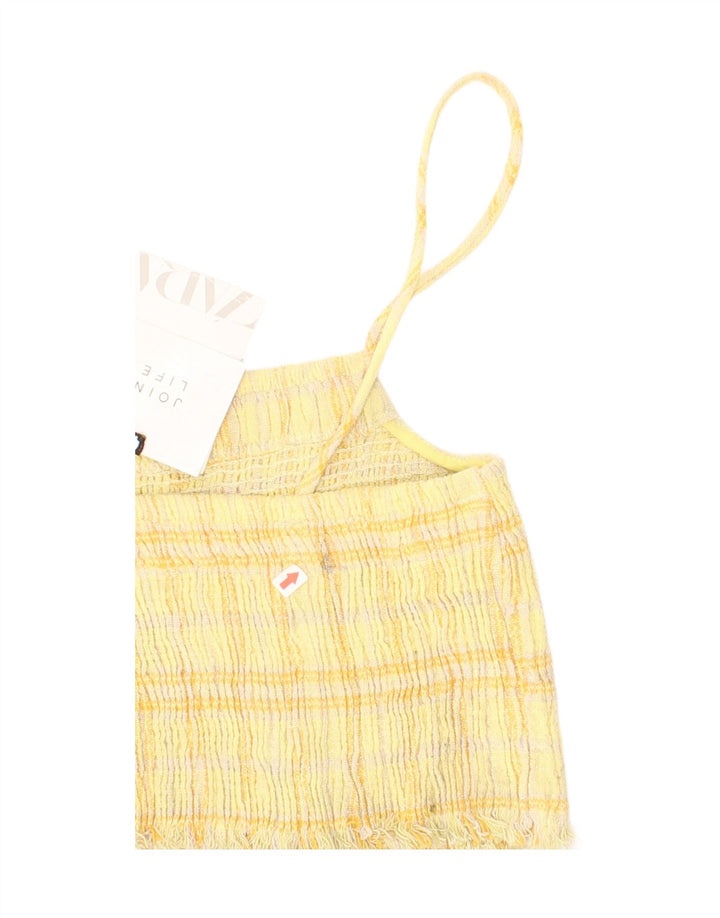 Zara Dame Croptop Medium Gulternet Bomuld