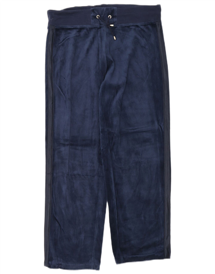ELLESSE Dame Velour Træningsdragt Bukser UK 18 XL Navy Blue