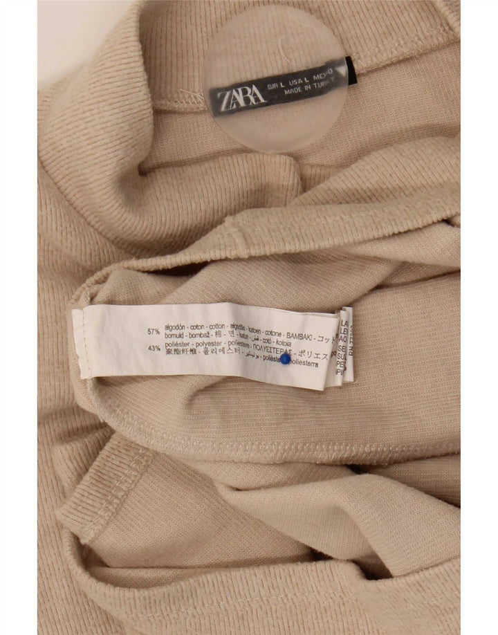 Zara Womens Shift Dress UK 16 Large Beige Bomuld