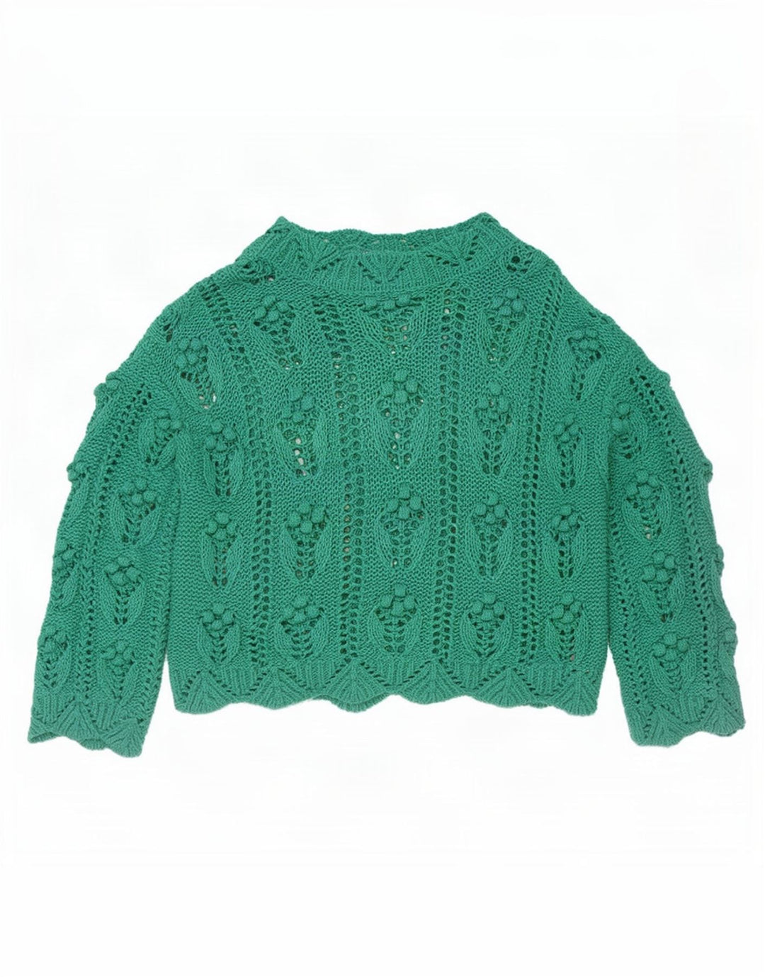 Zara Dame Oversized Turtle Neck Jumper Sweater UK 10 Small Green Acryl