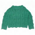 Zara Dame Oversized Turtle Neck Jumper Sweater UK 10 Small Green Acryl