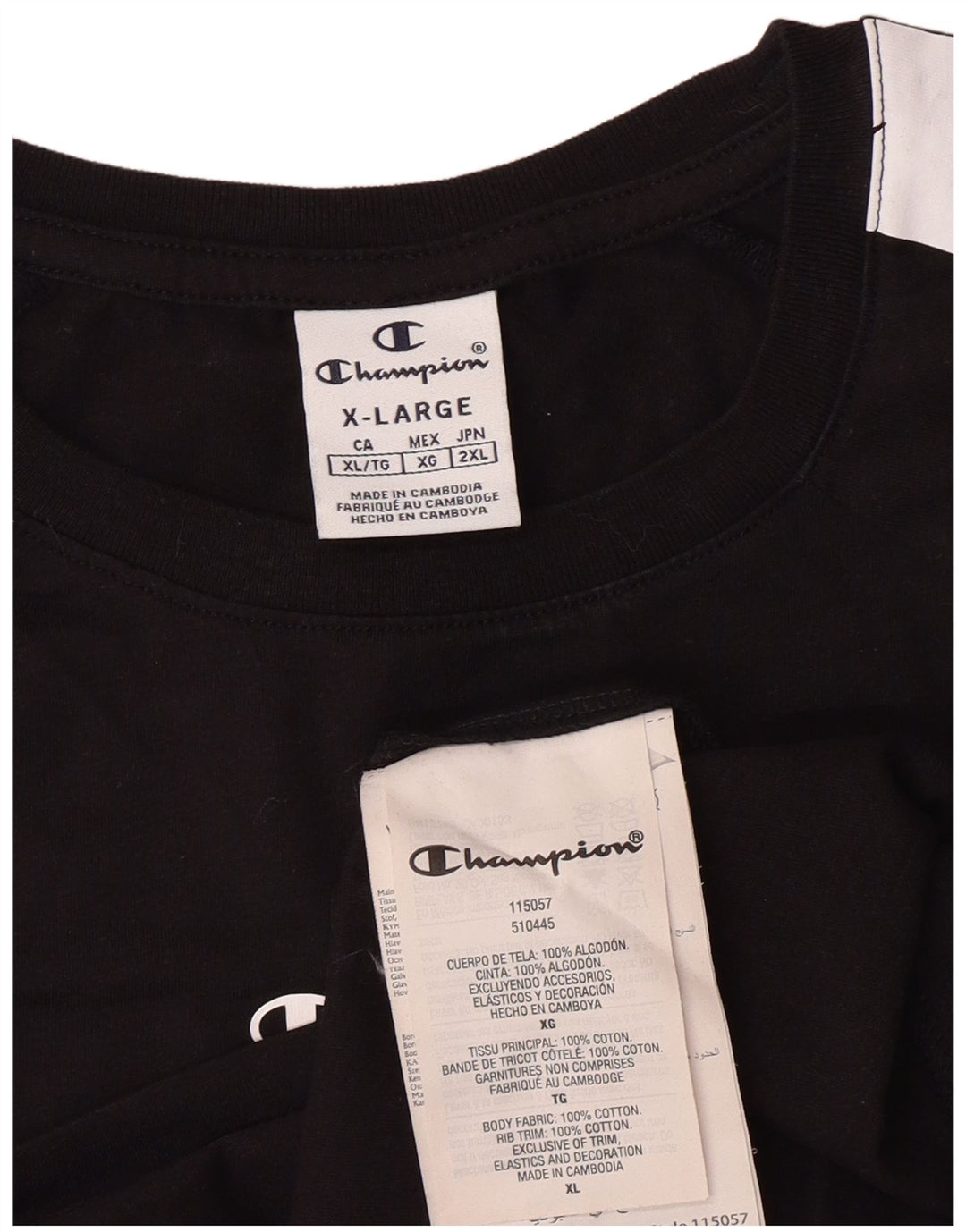 Champion Dame Grafisk T-Shirt Top XL Sort Bomuld