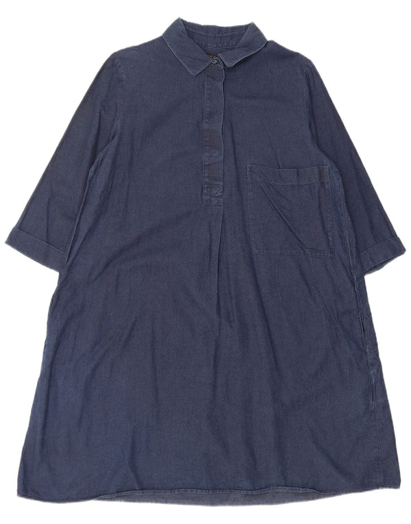 Cos Dame 3/4 ærmer oversized denim kjole EU 36 Small Navy Blue Bomuld