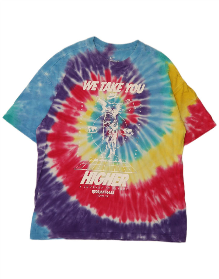 Nike Herre grafisk T-shirt Top Medium Flerfarvet Tie Dye Bomuld