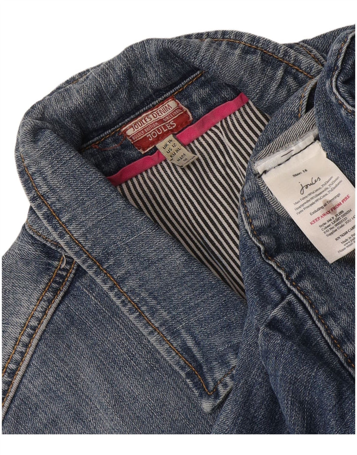 Joules Dame Crop Denim Jacket UK 16 Large Blue Cotton