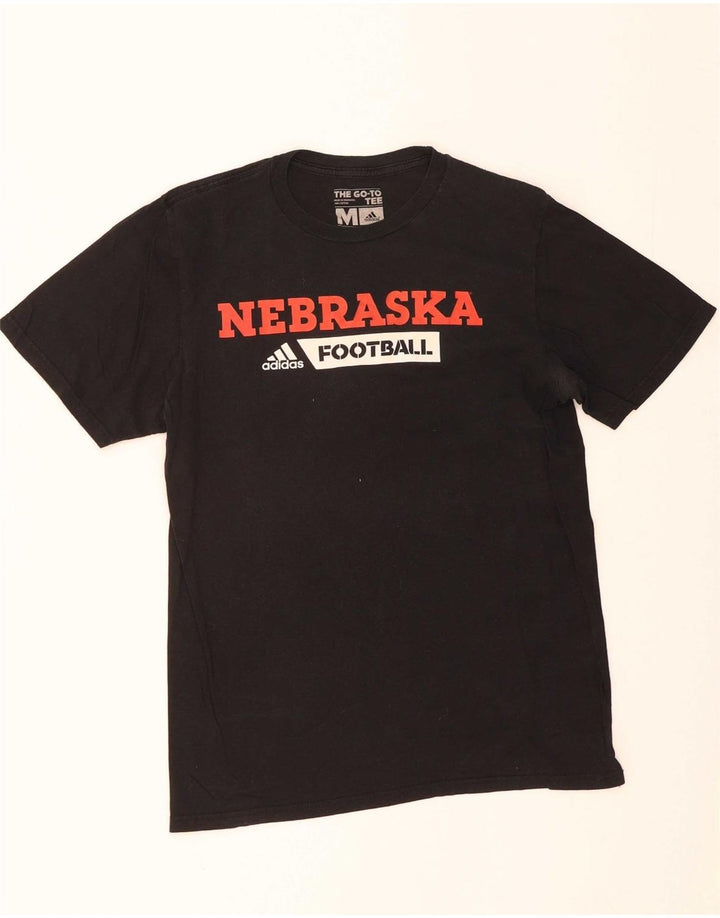 ADIDAS Mens Nebraska Graphic T-Shirt Top Medium Black Cotton