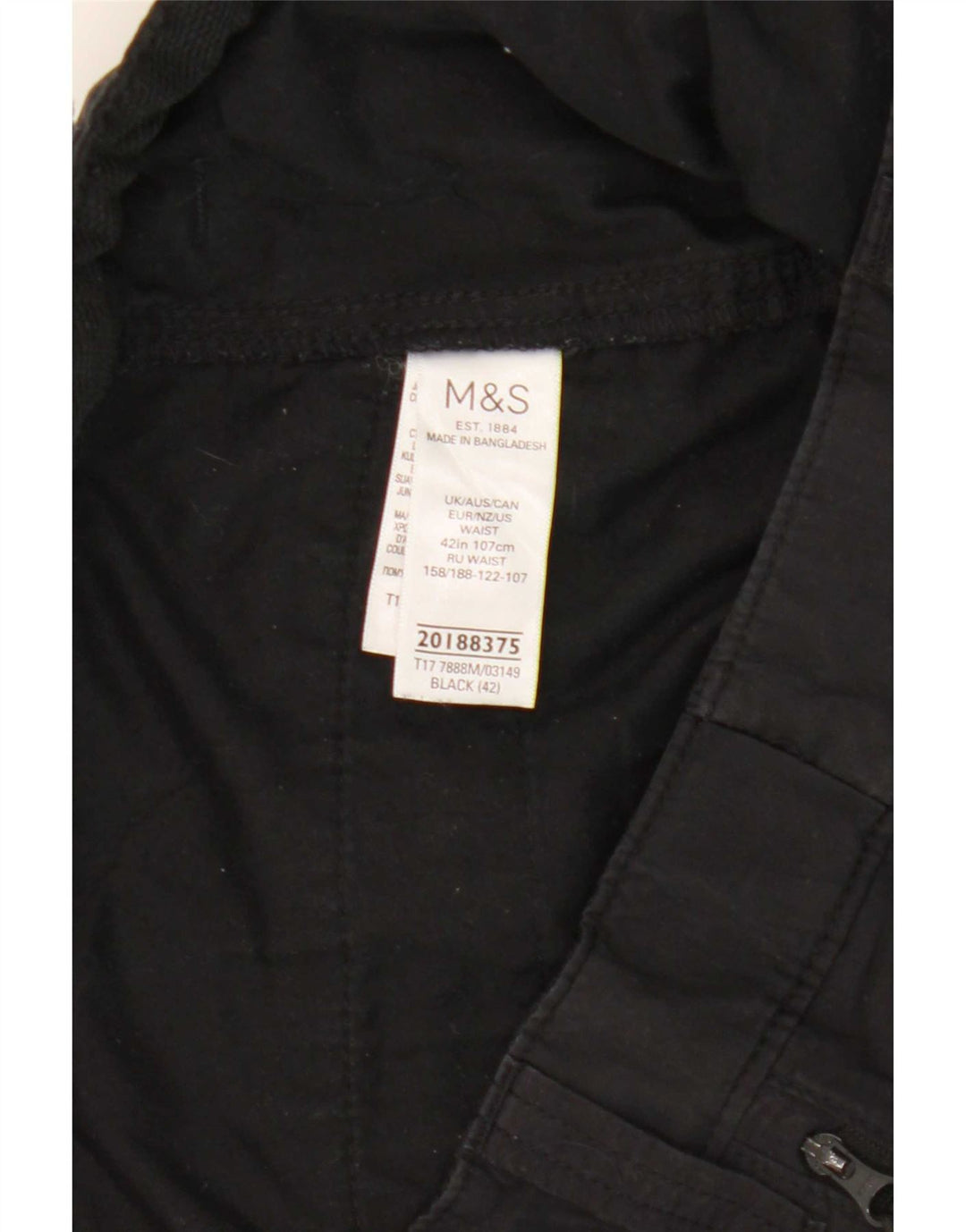 Marks & Spencer Herre Cargo Shorts W42 2XL Sort Bomuld