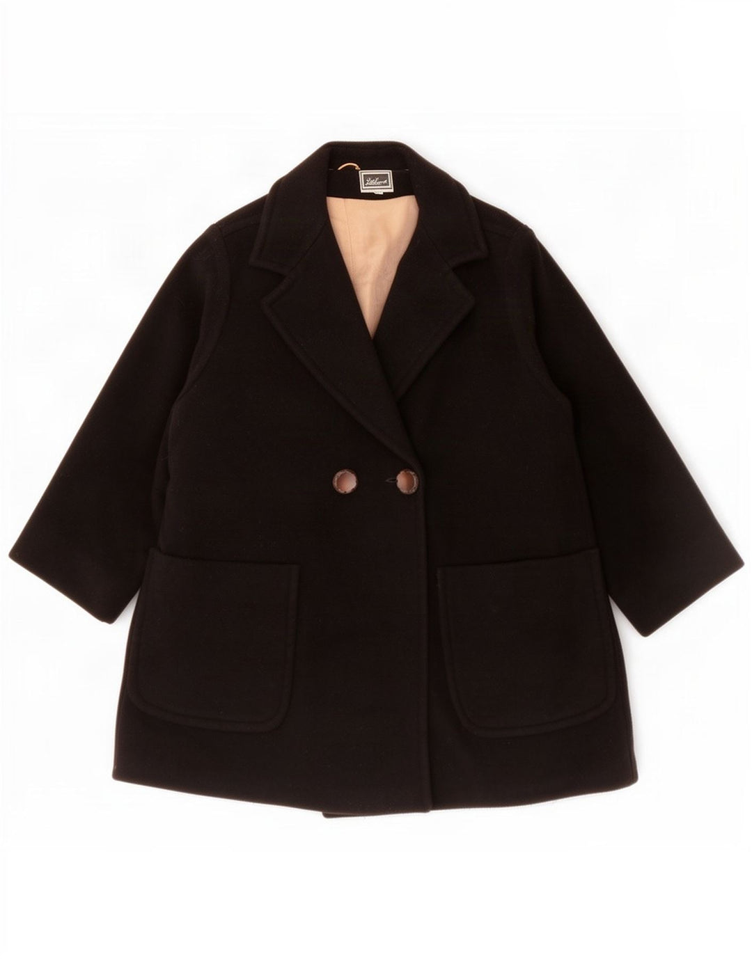 Luisa Spagnoli Dame 3/4 ærmet dobbeltradet frakke UK 10 Small Black