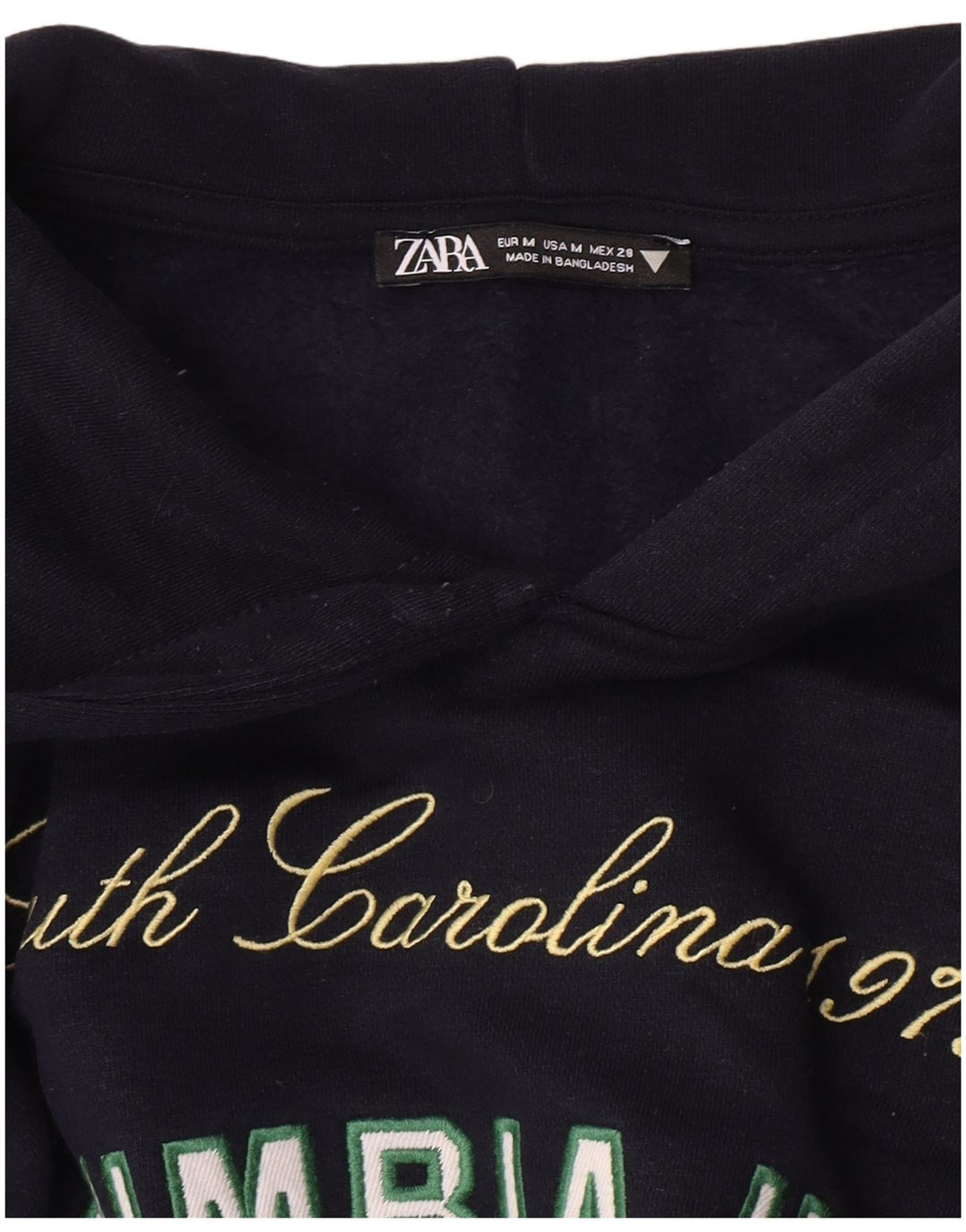 Zara Graphic Hoodie Jumper UK 14 Medium Navy Blue