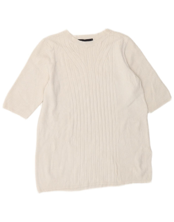 Marks & Spencer Dame Boat Neck Jumper Sweater UK 14 Medium White