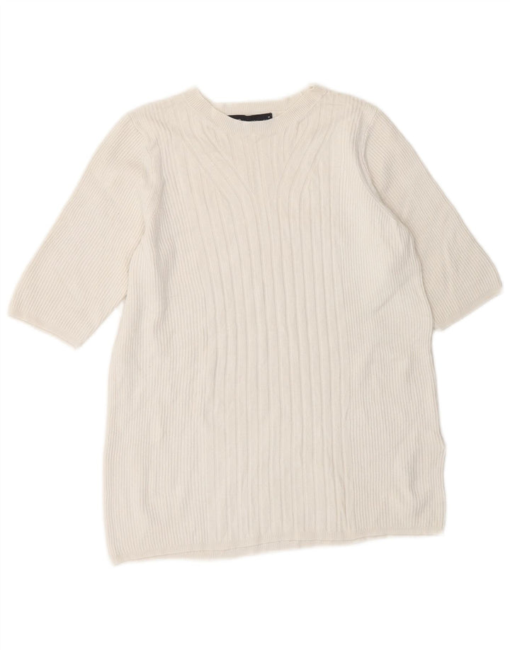Marks & Spencer Dame Boat Neck Jumper Sweater UK 14 Medium White