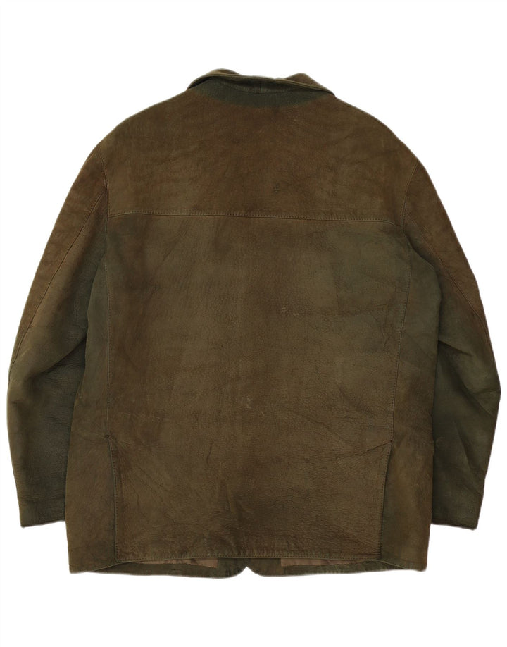 Vintage herre 3-knaps læder blazerjakke UK 38 Medium Khaki