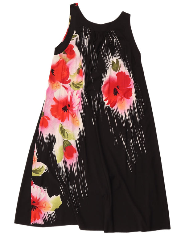 Elle Dame ærmeløs teltkjole UK 16 Large Black Floral Polyamide