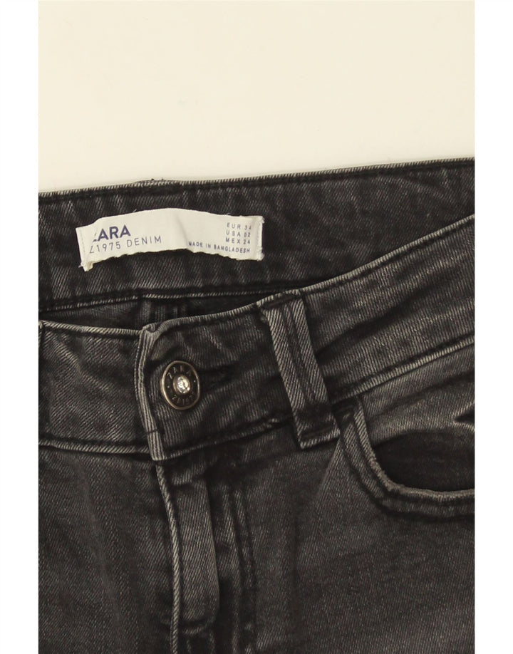 ZARA Dame Distressed Slim Jeans EU 34 2XS W24 L25 Grå