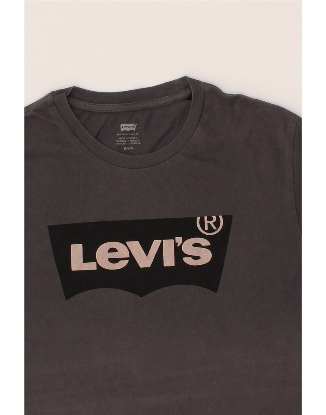 LEVI'S Womens Graphic T-Shirt Top UK 12 Medium Grey Cotton Vintage Levi's and Second-Hand Levi's from Messina Hembry 