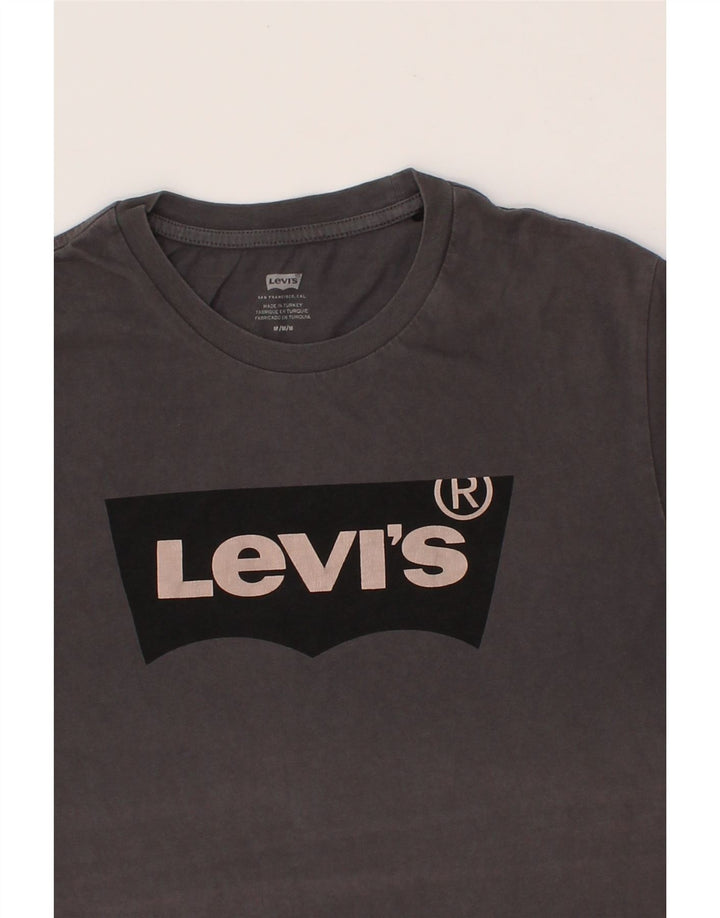 LEVI'S Womens Graphic T-Shirt Top UK 12 Medium Grey Cotton Vintage Levi's and Second-Hand Levi's from Messina Hembry 