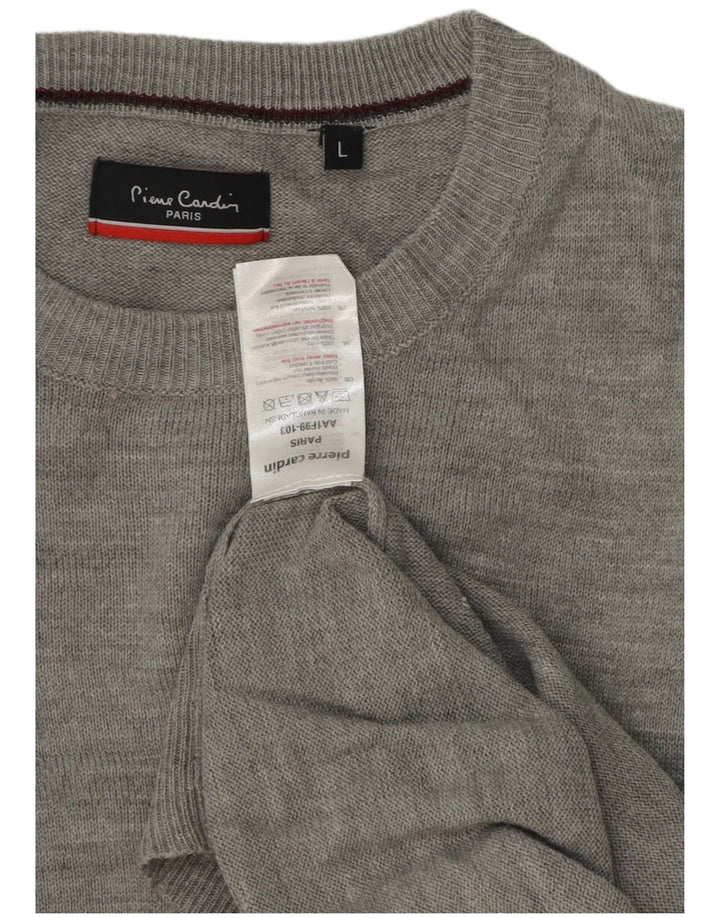 Pierre Cardin Herre Crew Neck Jumper Sweater Stor Grå Akryl