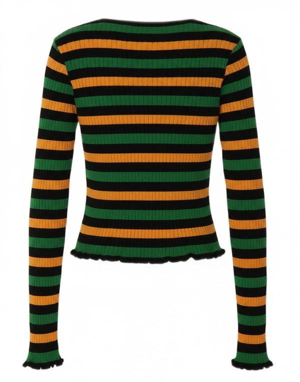 Zara Womens Crop Top UK 12 Medium Flerfarvet Stribet