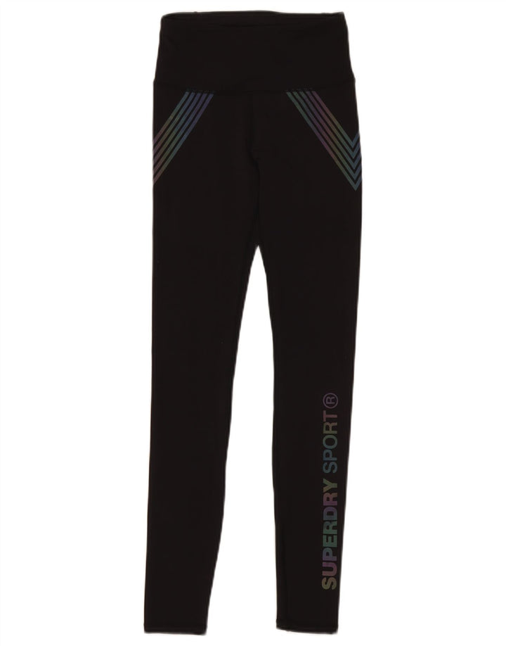 SUPERDRY Grafiske Leggings til kvinder UK 6 Lille sort polyester