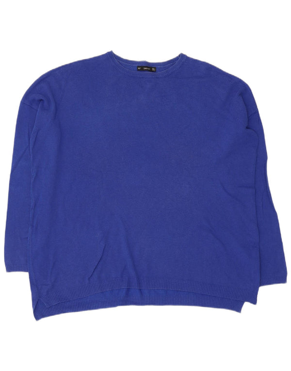 Zara Dame Oversized Crew Neck Jumper Sweater UK 10 Small Blue