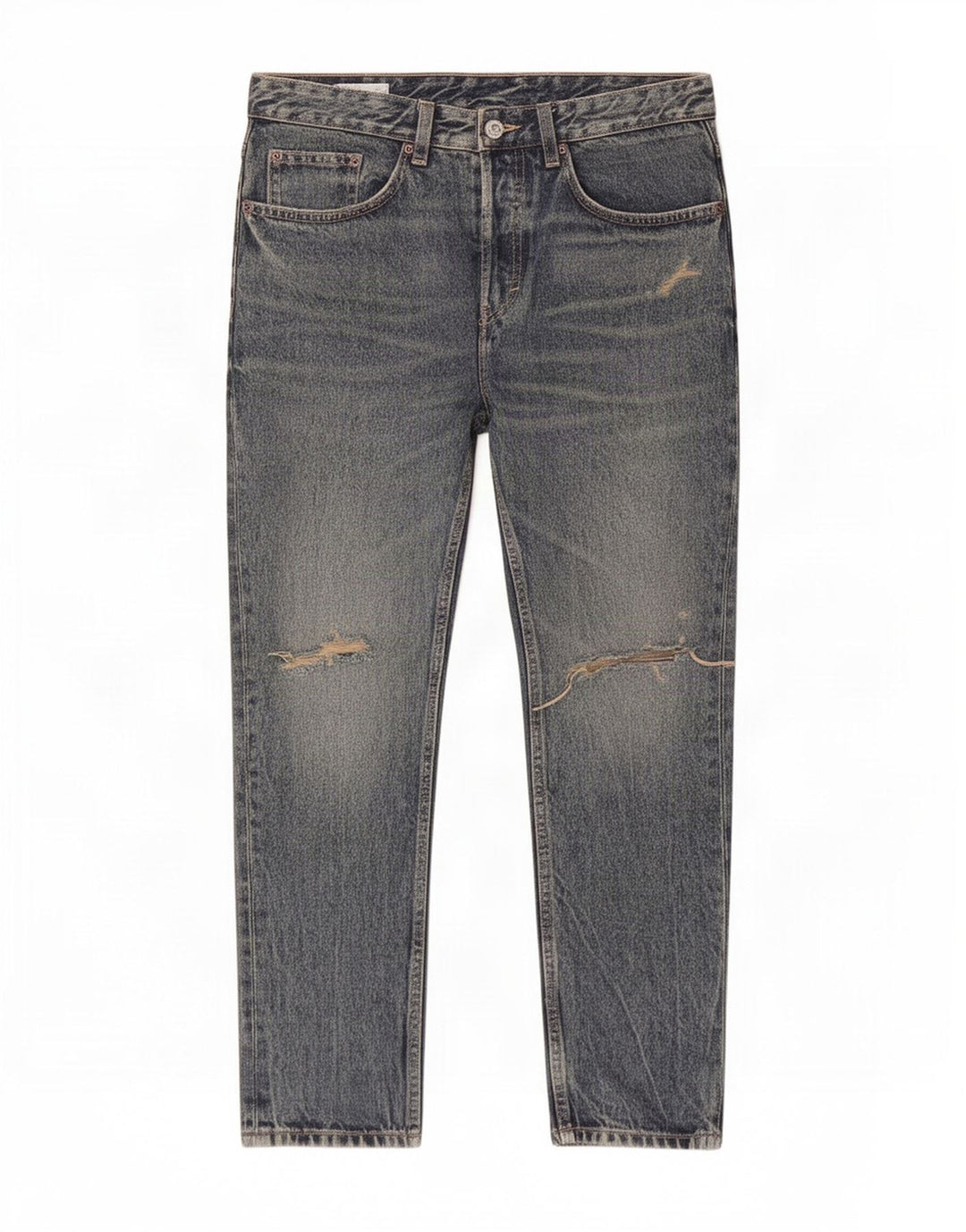 Zara Herre Distressed Tapered Jeans EU 40 Medium W31 L27 Blå Bomuld
